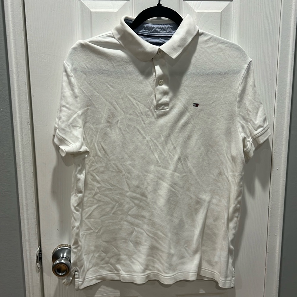 Tommy Hilfiger White Mens Polo Shirt, M